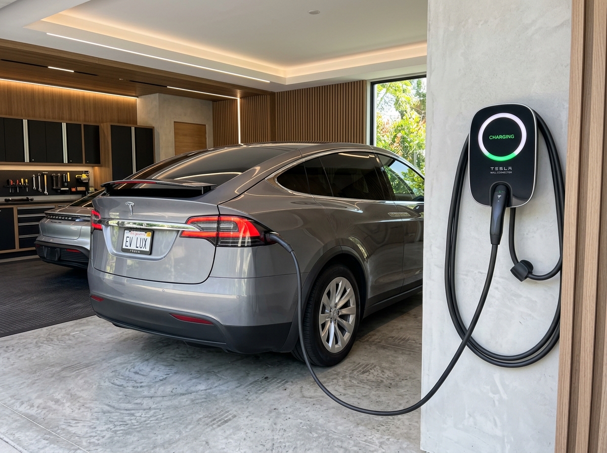 Level 2 EV charger station installed in Ajax garage