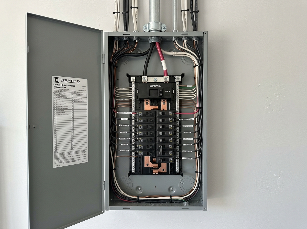Upgraded 200 amp breaker electrical panel installation in Ajax home by GlowON Electric Inc.